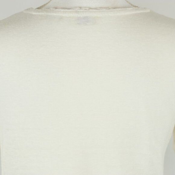 Meadow Rue by Anthropologie Women's XS White Linen Blend V-Neck Short Sleeve Tee - Picture 4 of 9